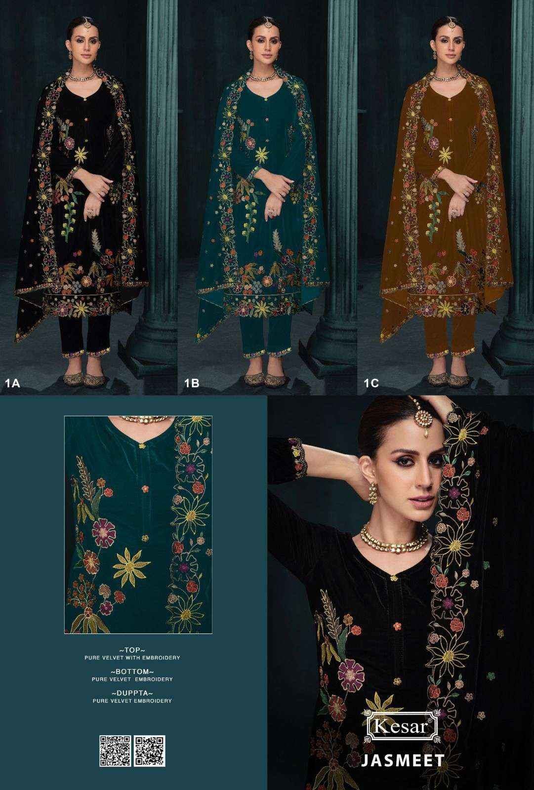 Kesar Jasmeet Velvet Dress Material 3 pcs Catalogue