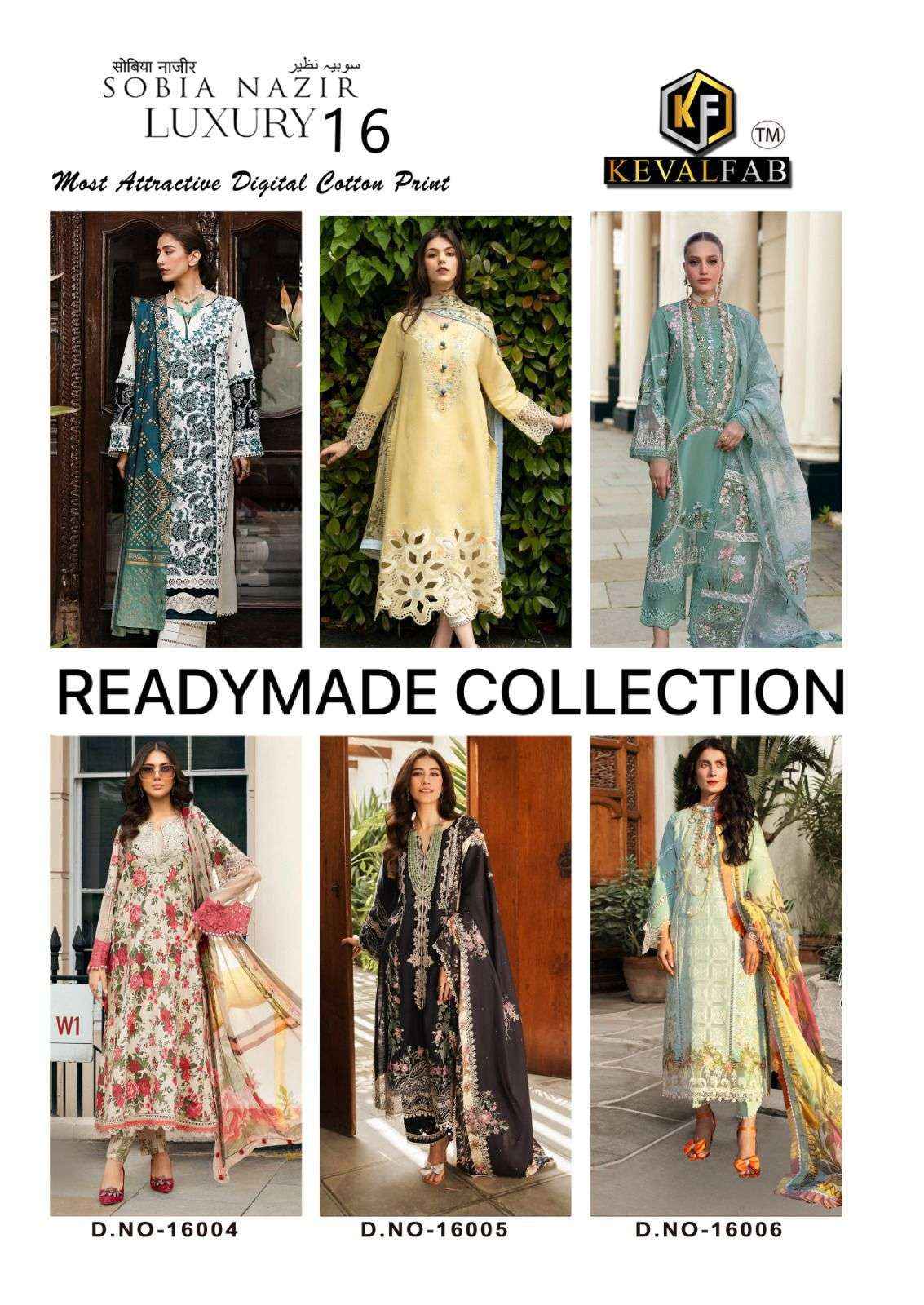 Keval Fab Sobia Nazir Vol 16 Readymade Cotton Dress 6 pcs Cataloge