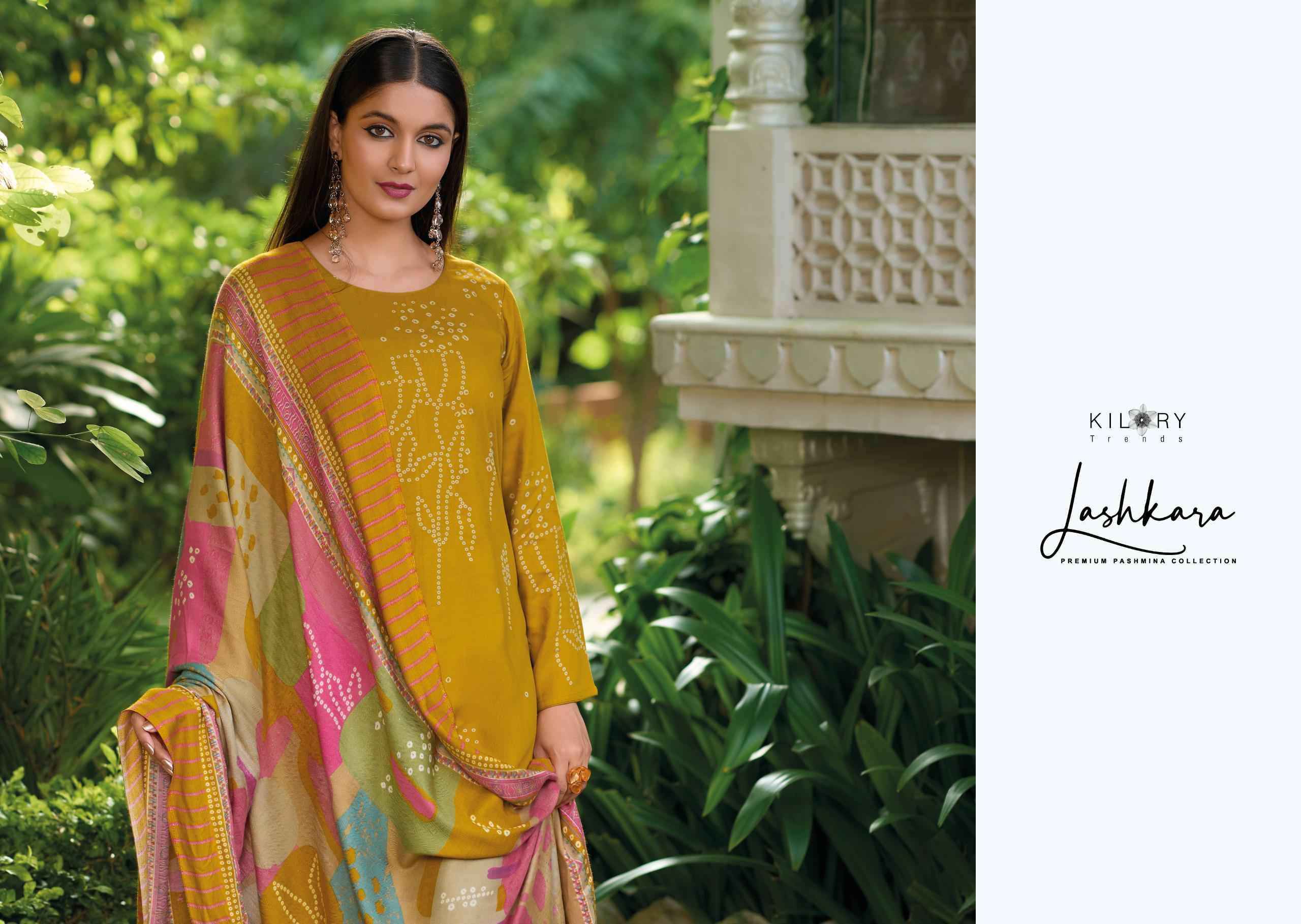 Kilory Trendz Lashkara Viscouse Pashmina Dress Material 8 pcs Catalogue