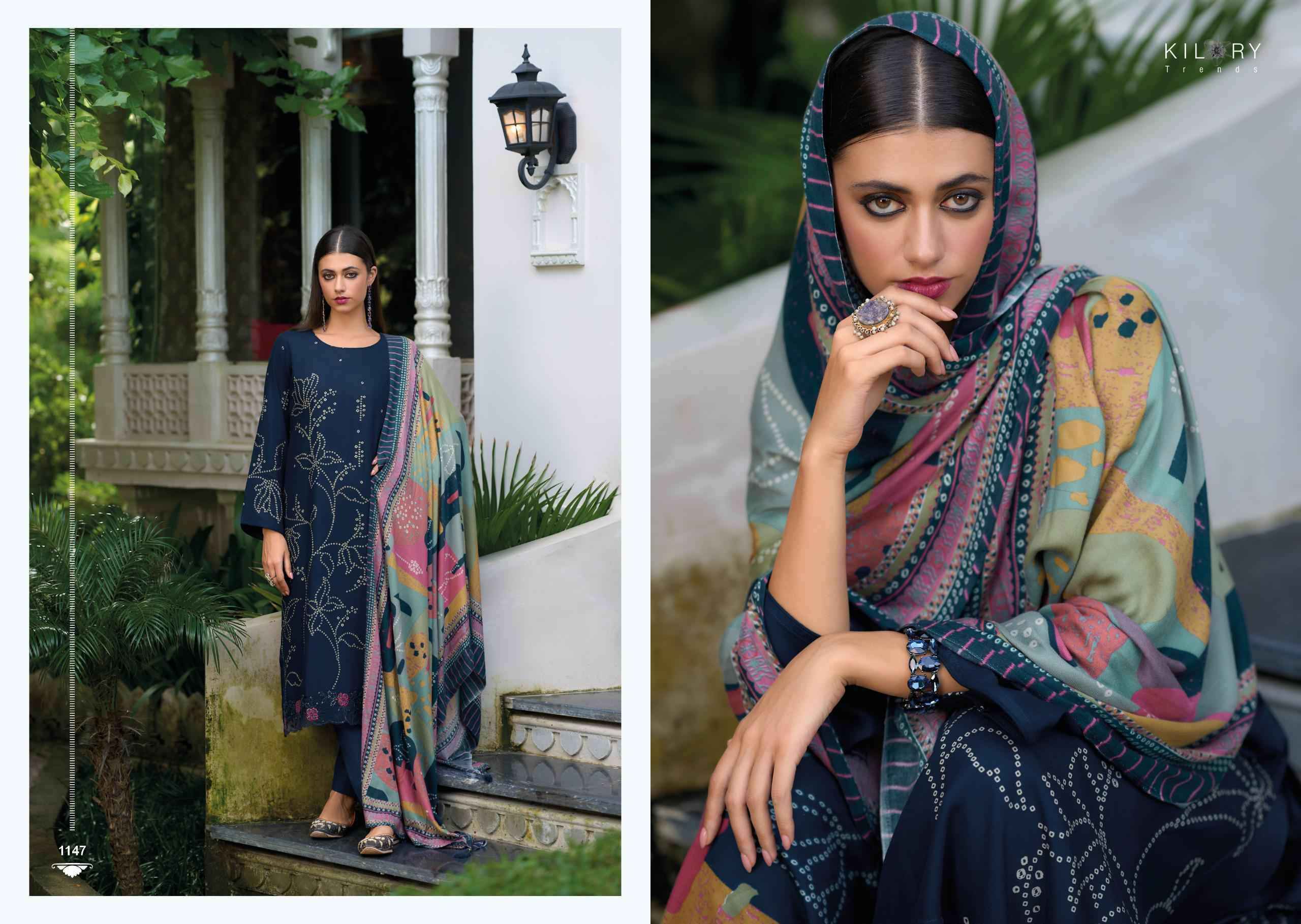 Kilory Trendz Lashkara Viscouse Pashmina Dress Material 8 pcs Catalogue
