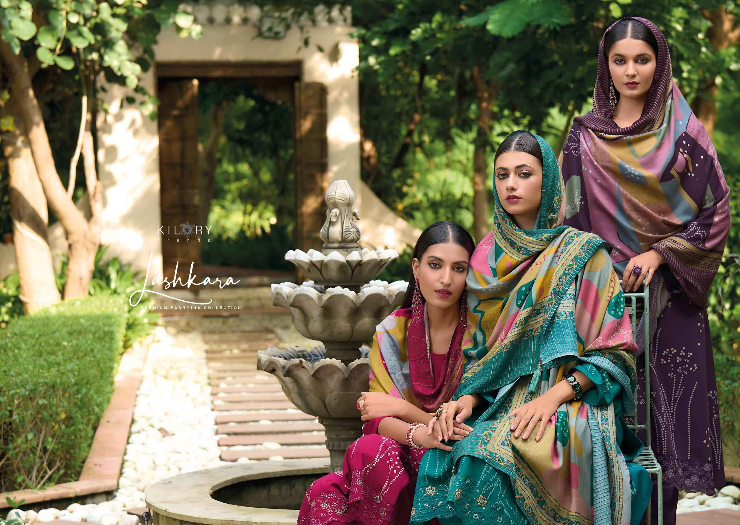 Kilory Trendz Lashkara Viscouse Pashmina Dress Material 8 pcs Catalogue