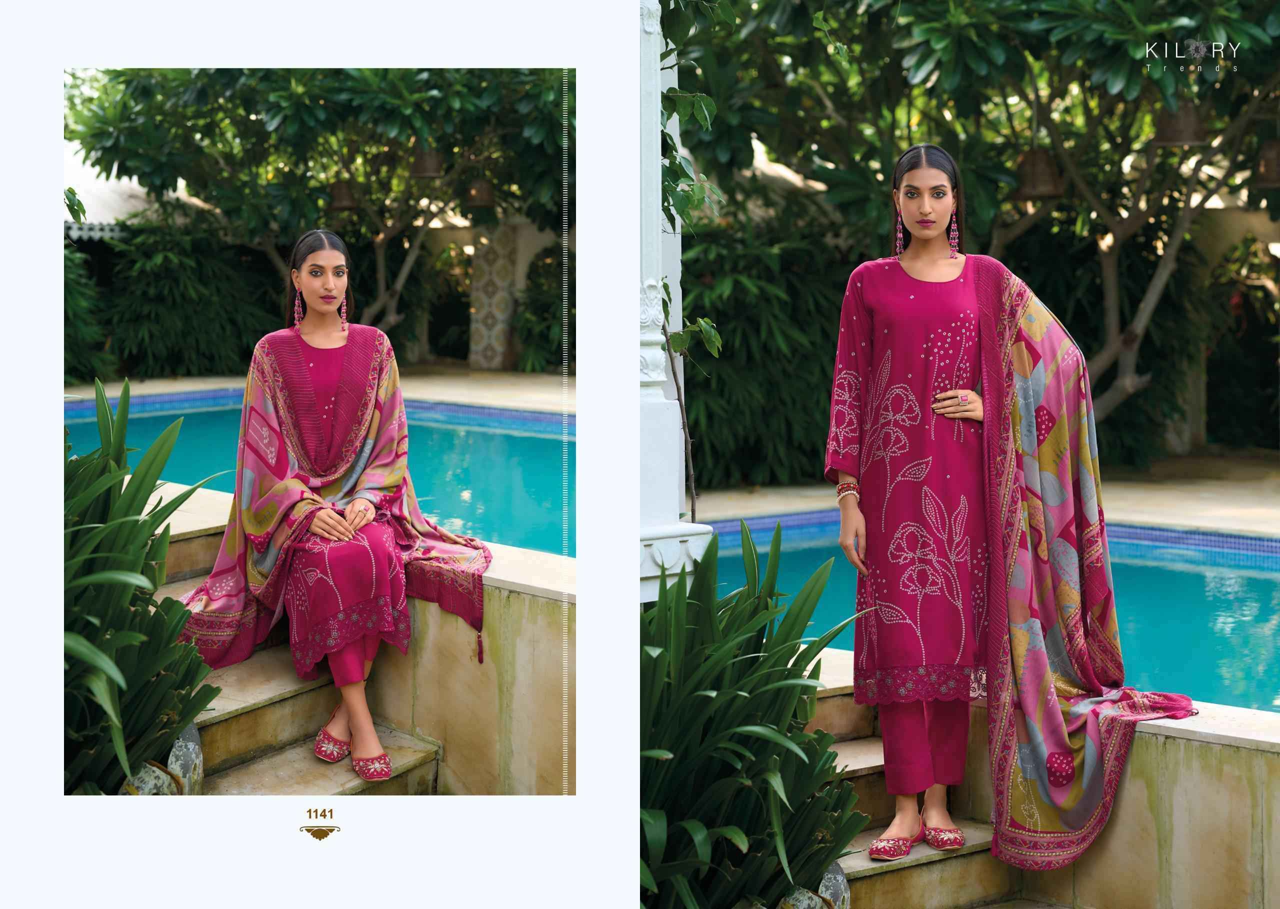 Kilory Trendz Lashkara Viscouse Pashmina Dress Material 8 pcs Catalogue