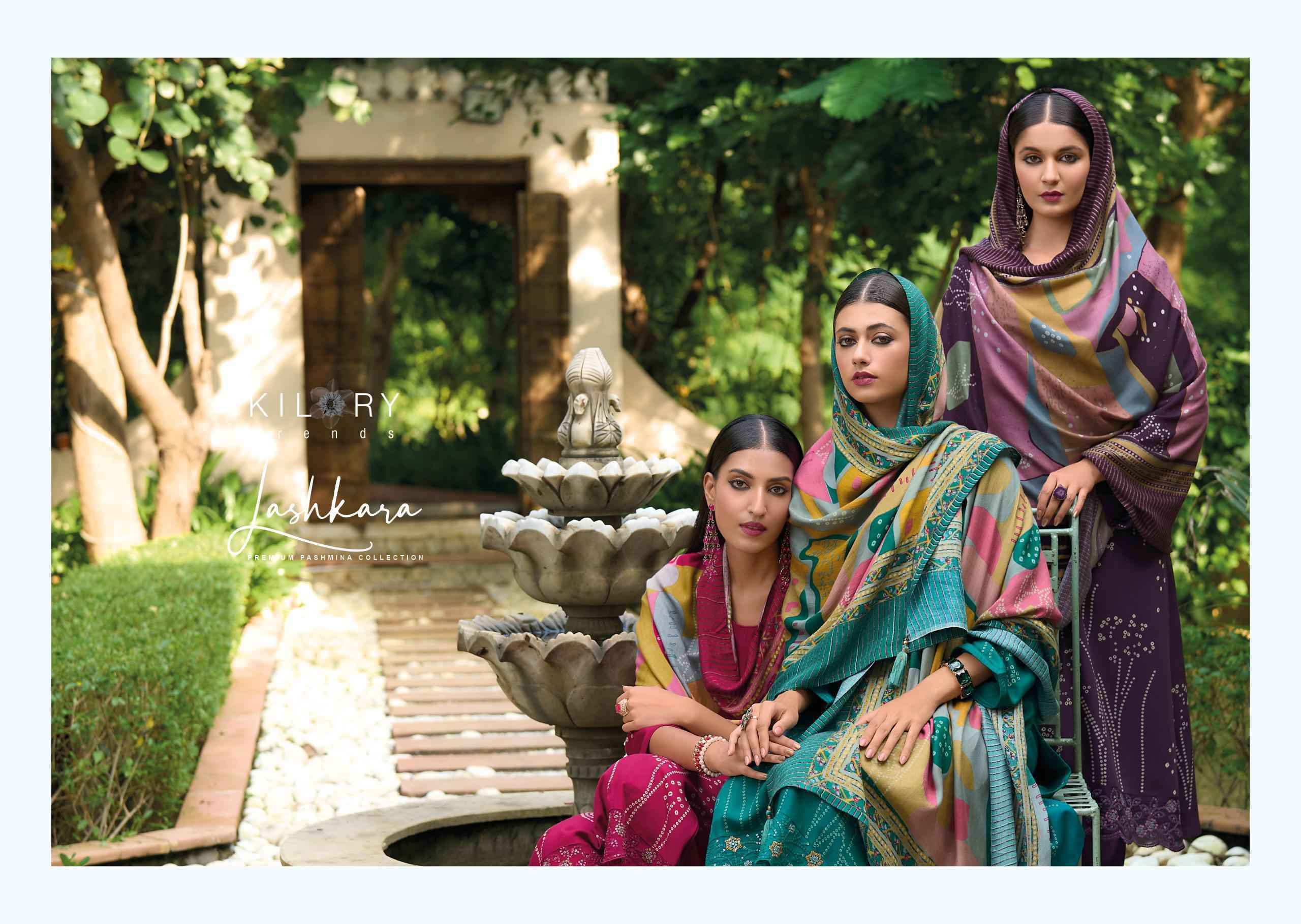 Kilory Trendz Lashkara Viscouse Pashmina Dress Material 8 pcs Catalogue