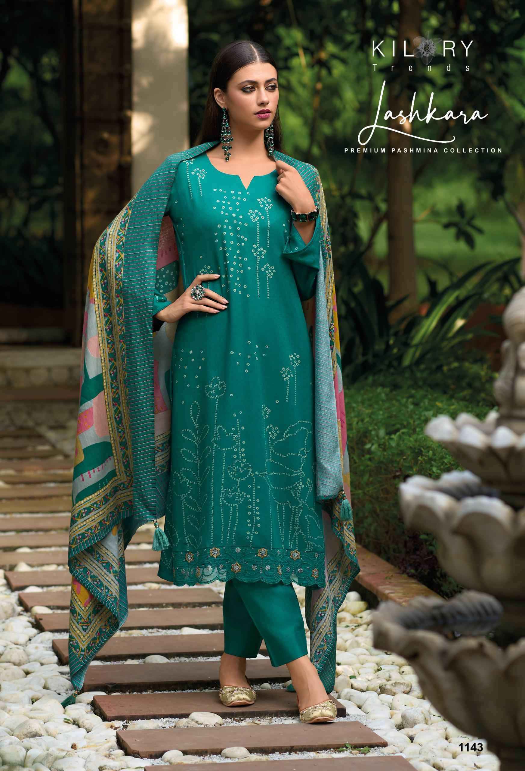 Kilory Trendz Lashkara Viscouse Pashmina Dress Material 8 pcs Catalogue