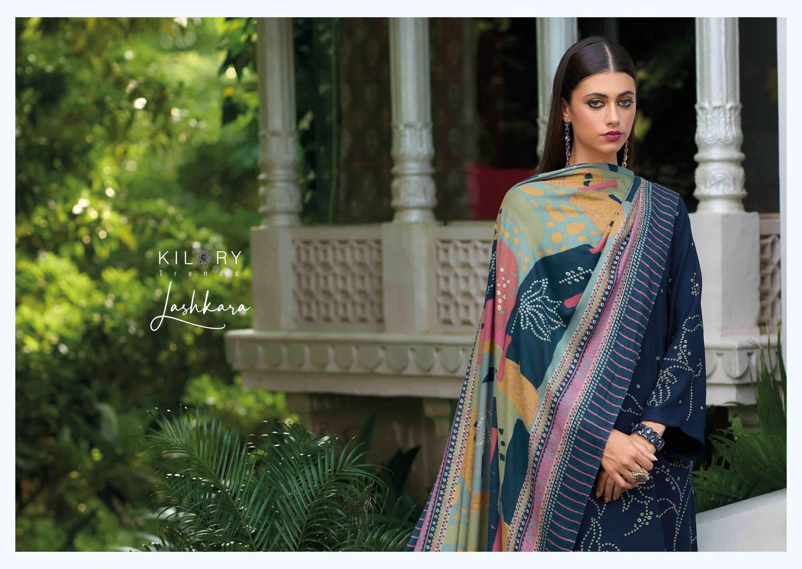 Kilory Trendz Lashkara Viscouse Pashmina Dress Material 8 pcs Catalogue