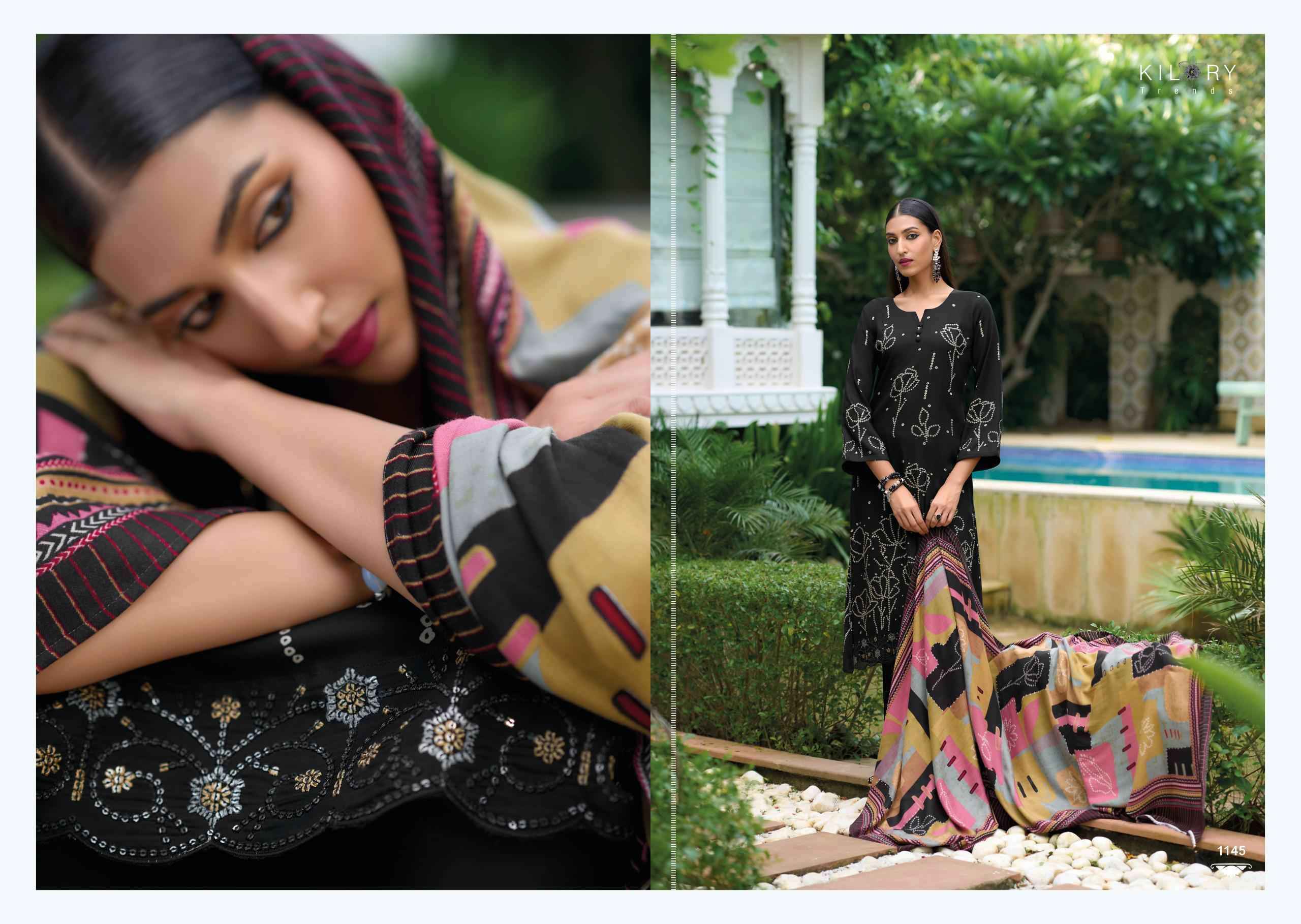 Kilory Trendz Lashkara Viscouse Pashmina Dress Material 8 pcs Catalogue
