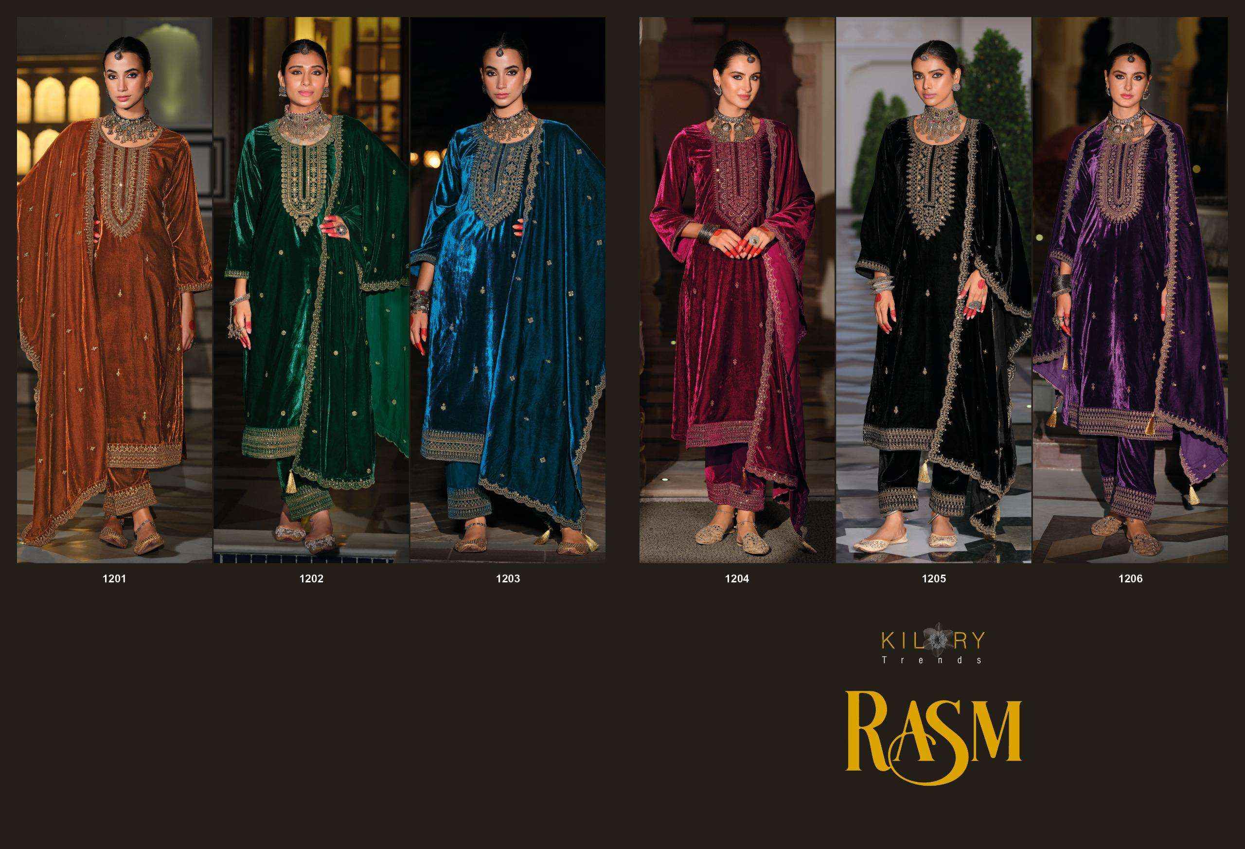 Rasm Rho Kilory Trendz Rasm Velvet Dress Material Winter Wear Suits Wholesaler