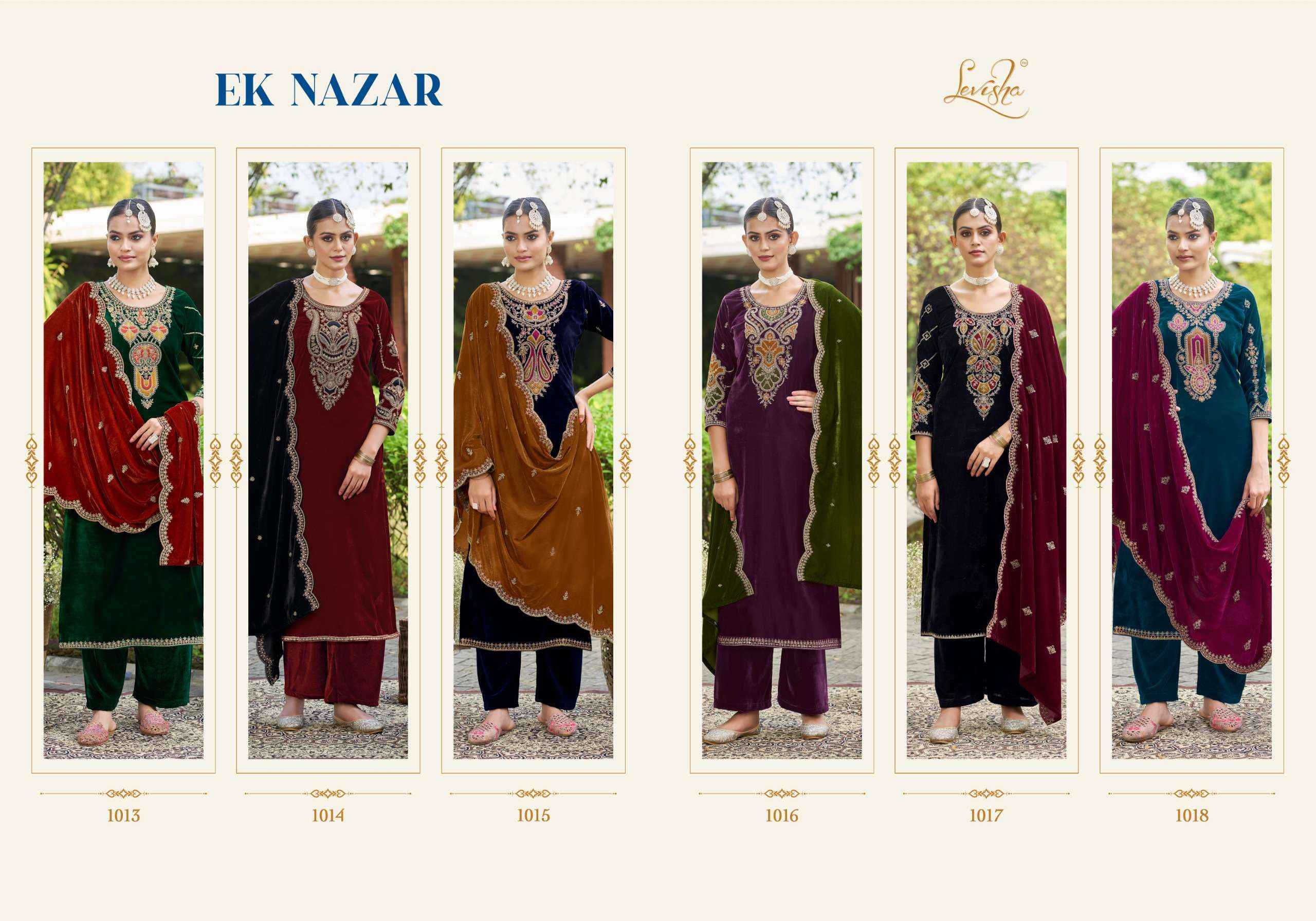 Levisha Ek Nazar Velvet Dress Material 6 pcs Catalogue
