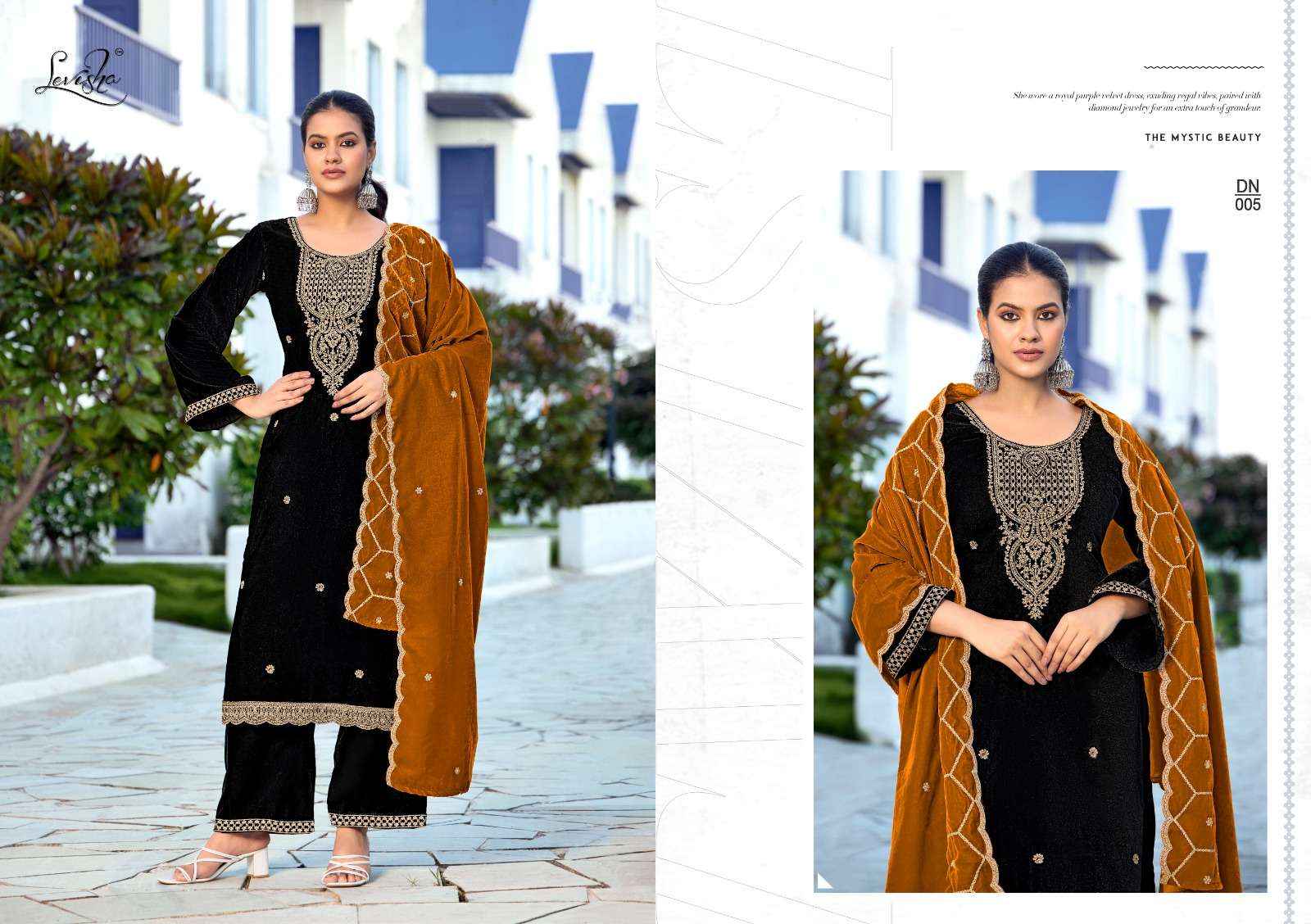 Levisha Kashida Velvet Dress Material 6 pcs Catalogue