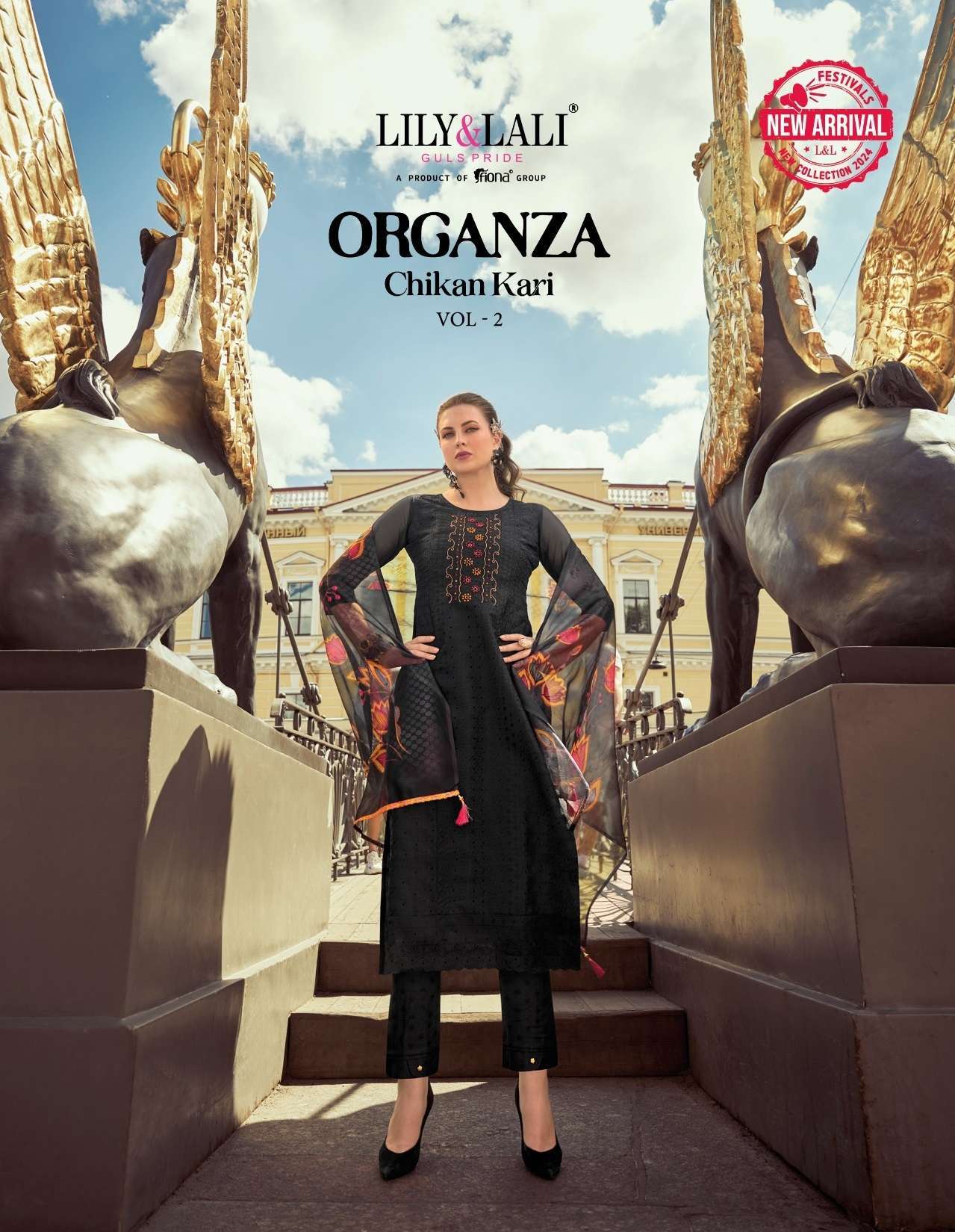 Lily & Lali Organza Chikan Kari Vol 2 Readymade Organza Dress 6 pcs Catalogue