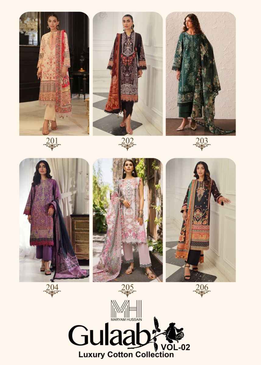 Maryam Hussain Gulaab Vol 2 Cotton Dress Material 6 pc Cataloge