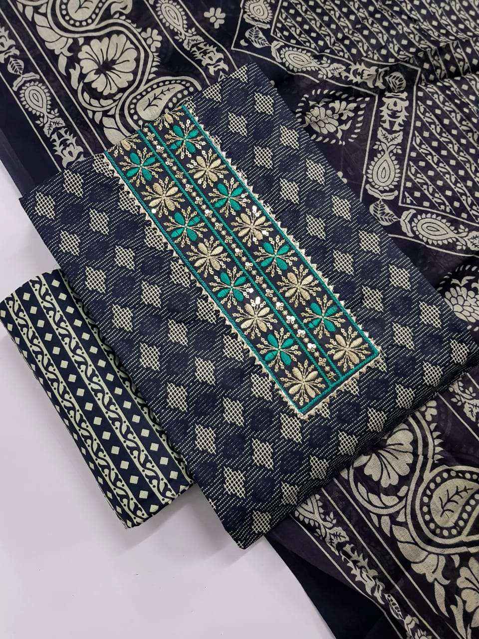 cotton dress material indiamart Latest Heavy Cotton Embroidered Dress Material, Work: Embroidery