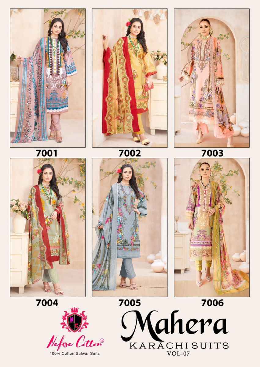 Nafisa Cotton Mahera Karachi Suits Vol 7 Cotton Dress Material 6 pcs Catalogue