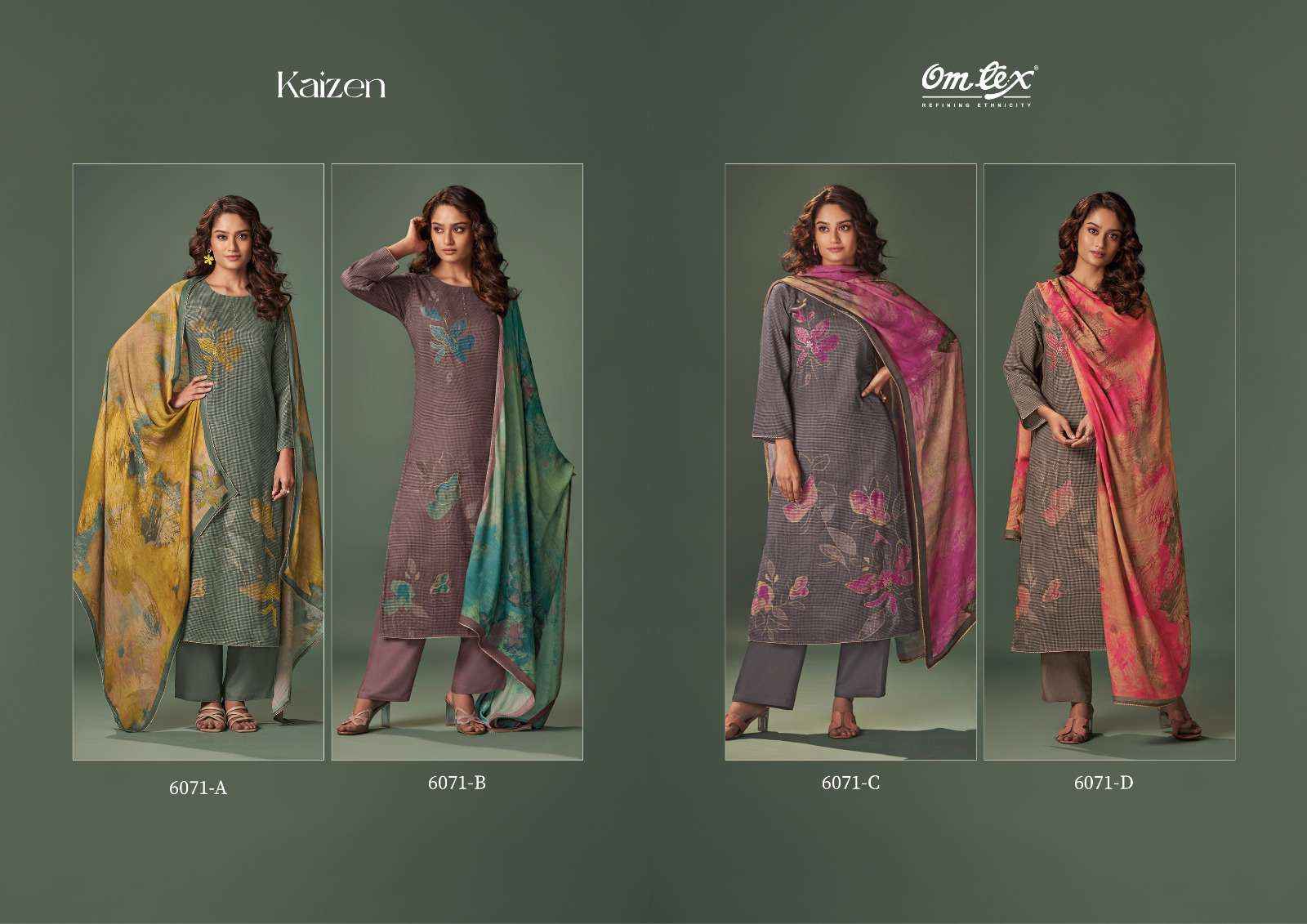 Omtex Kaizen Pashmina Dress Material 4 pcs Catalogue