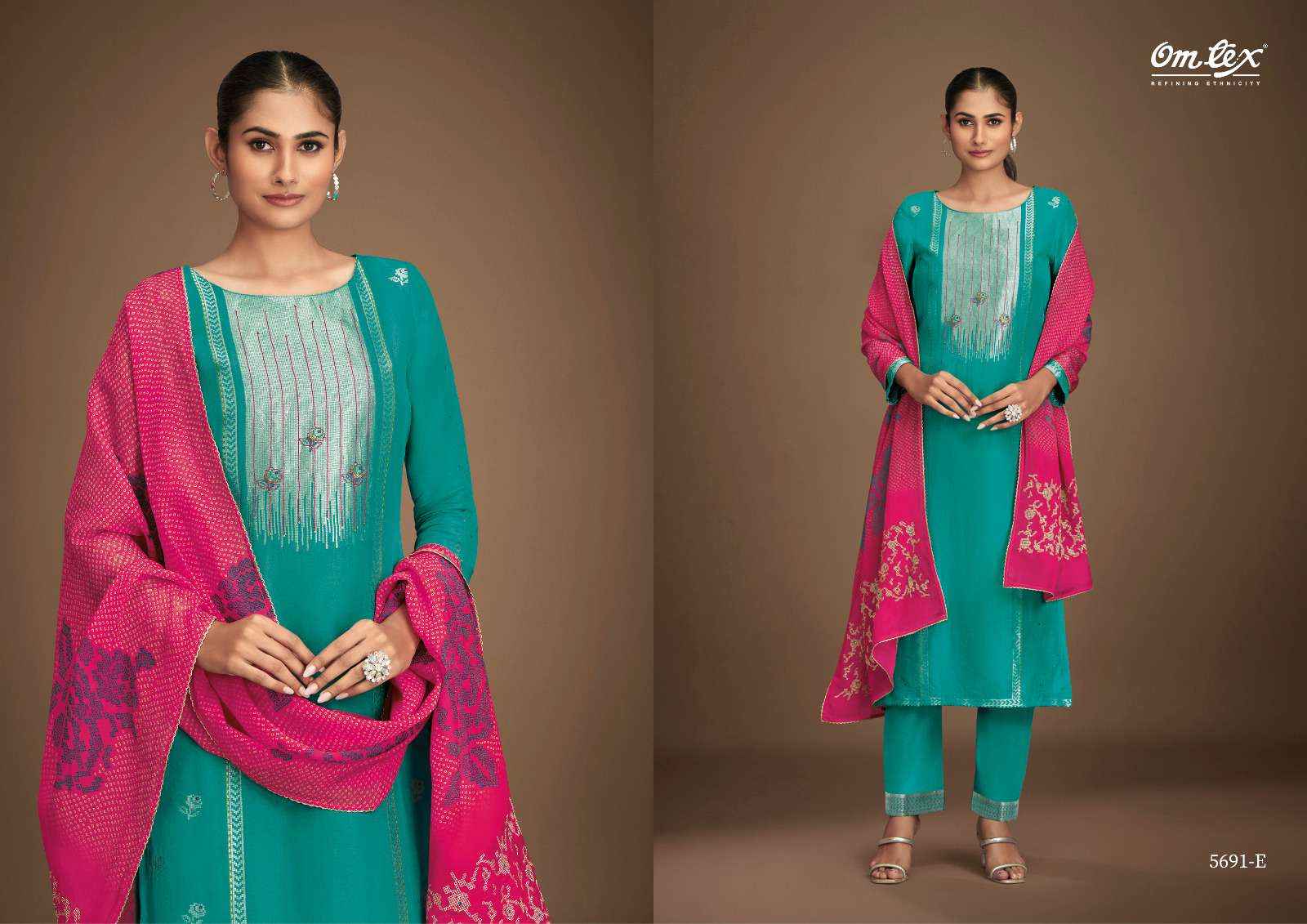 Omtex Posh Pulse Silk Jacquard Dress Material 3 pcs Catalogue