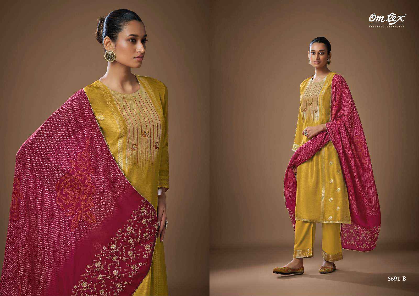 Omtex Posh Pulse Silk Jacquard Dress Material 3 pcs Catalogue