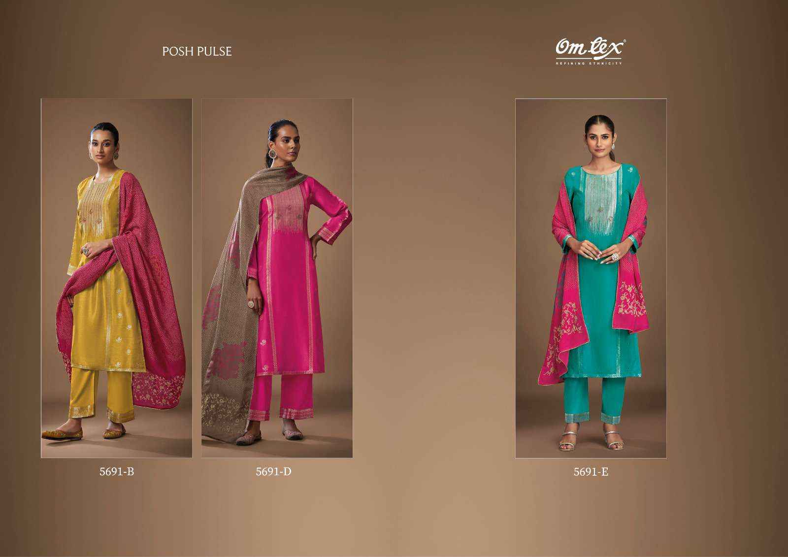 Omtex Posh Pulse Silk Jacquard Dress Material 3 pcs Catalogue
