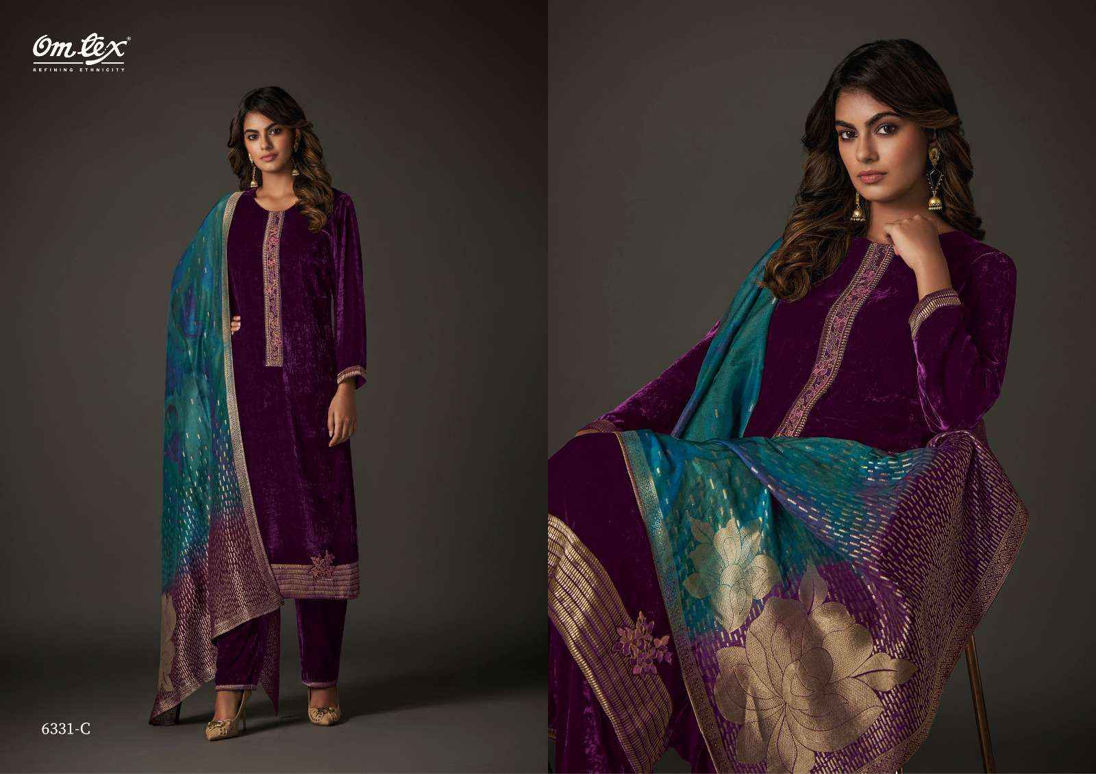 Omtex Style Sangam Velvet Dress Material 4 pcs Catalogue