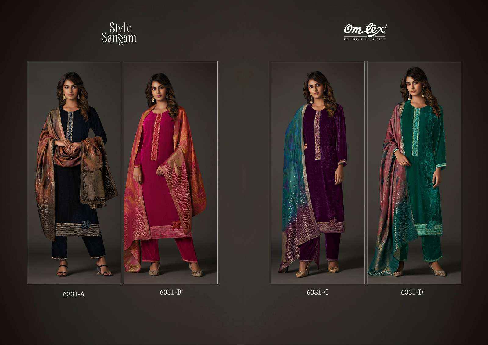 Omtex Style Sangam Velvet Dress Material 4 pcs Catalogue