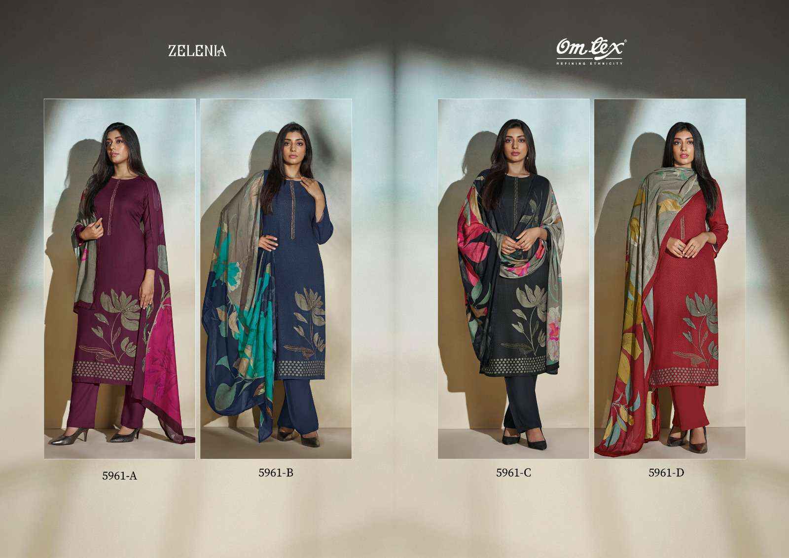Omtex Zelenia Pashmina Dress Material 4 pcs Catalogue