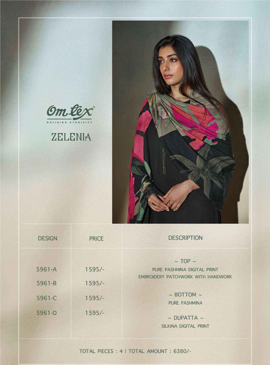 Omtex Zelenia Pashmina Dress Material 4 pcs Catalogue