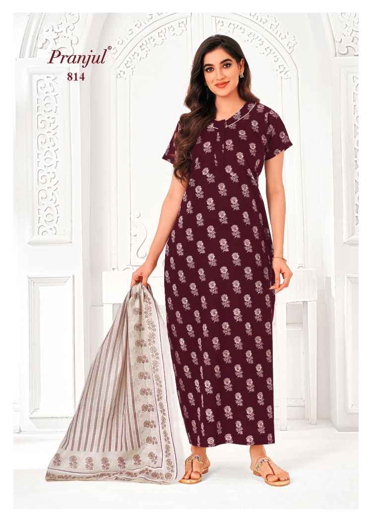 Pranjul Pratishtha Vol 8 Cotton Nighties With Dupatta 24 pcs Catalogue