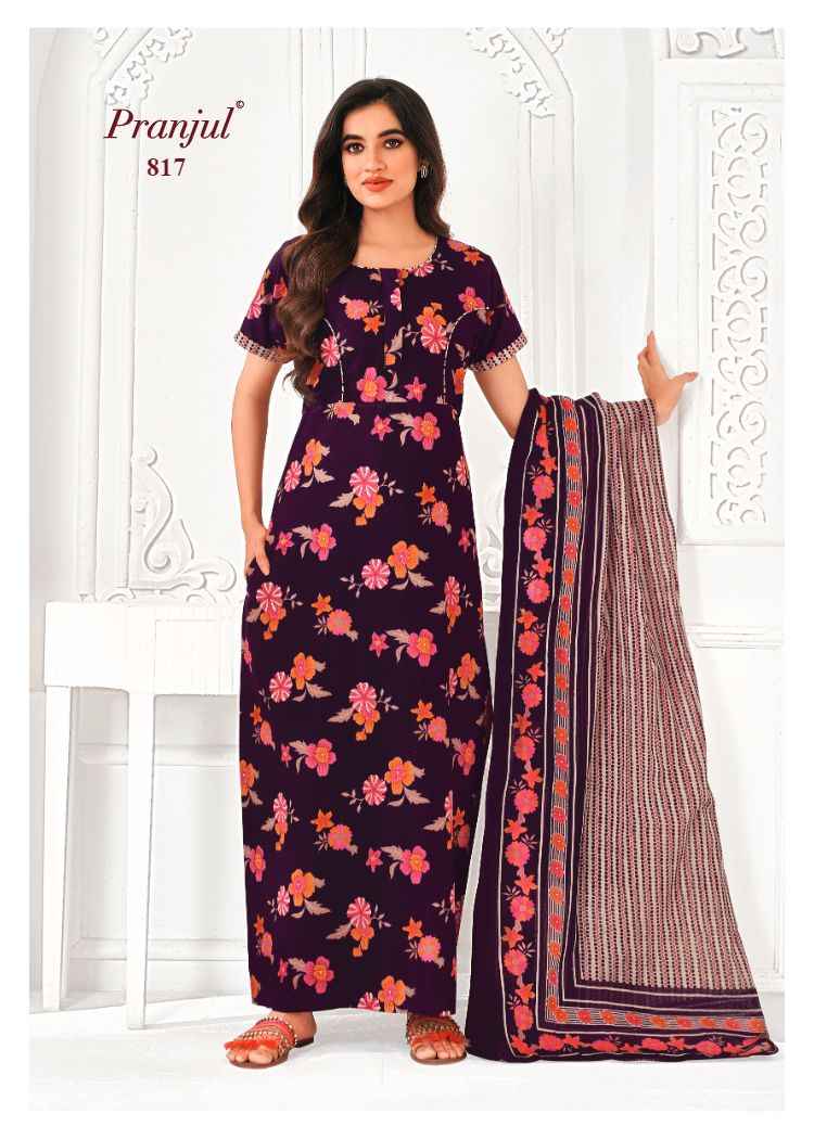 Pranjul Pratishtha Vol 8 Cotton Nighties With Dupatta 24 pcs Catalogue