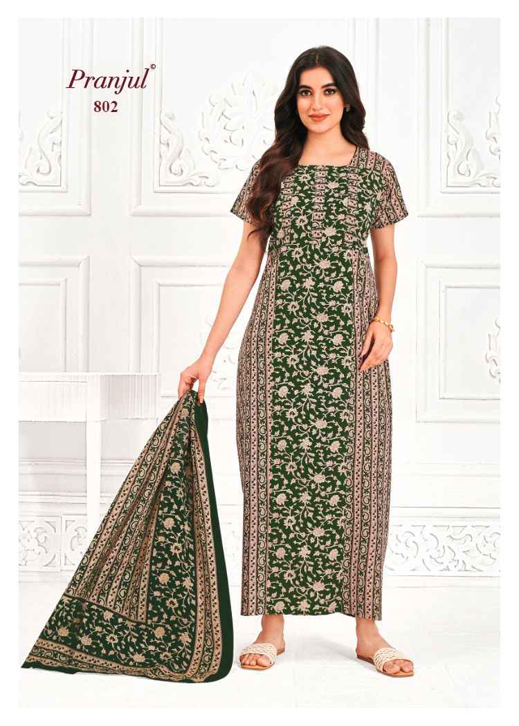 Pranjul Pratishtha Vol 8 Cotton Nighties With Dupatta 24 pcs Catalogue