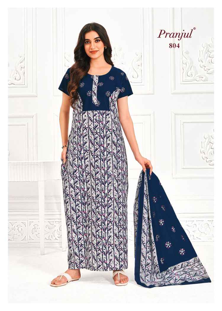 Pranjul Pratishtha Vol 8 Cotton Nighties With Dupatta 24 pcs Catalogue