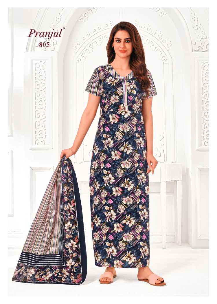 Pranjul Pratishtha Vol 8 Cotton Nighties With Dupatta 24 pcs Catalogue