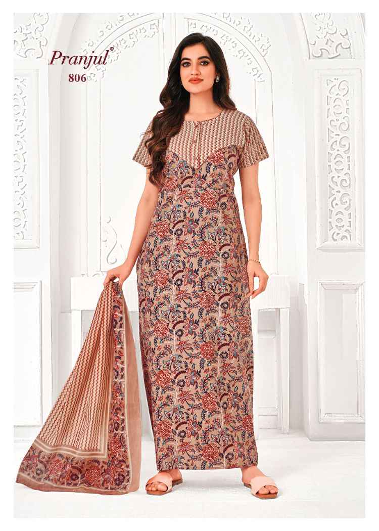 Pranjul Pratishtha Vol 8 Cotton Nighties With Dupatta 24 pcs Catalogue