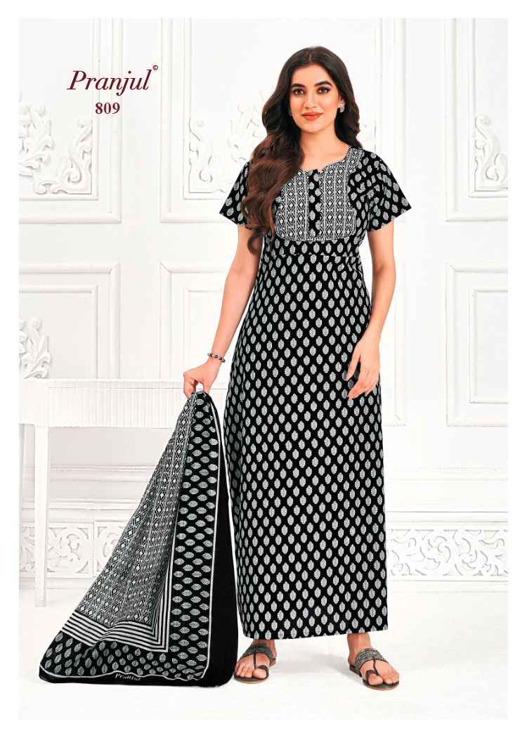 Pranjul Pratishtha Vol 8 Cotton Nighties With Dupatta 24 pcs Catalogue