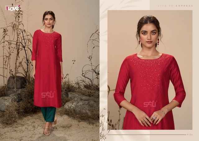 S4U Pearl Viscouse Slub Kurti 8 pcs Catalogue