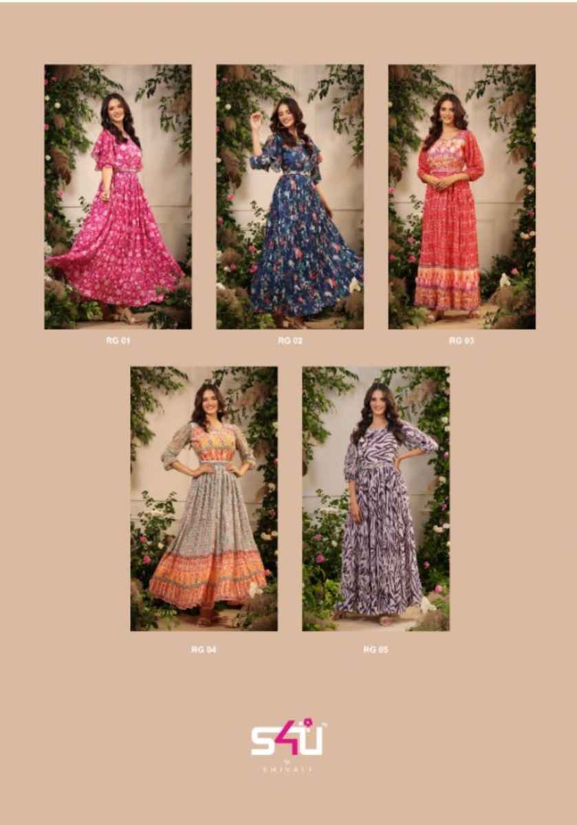 S4U Rangrez Vol 2 Chinon Kurti 5 pcs Catalogue