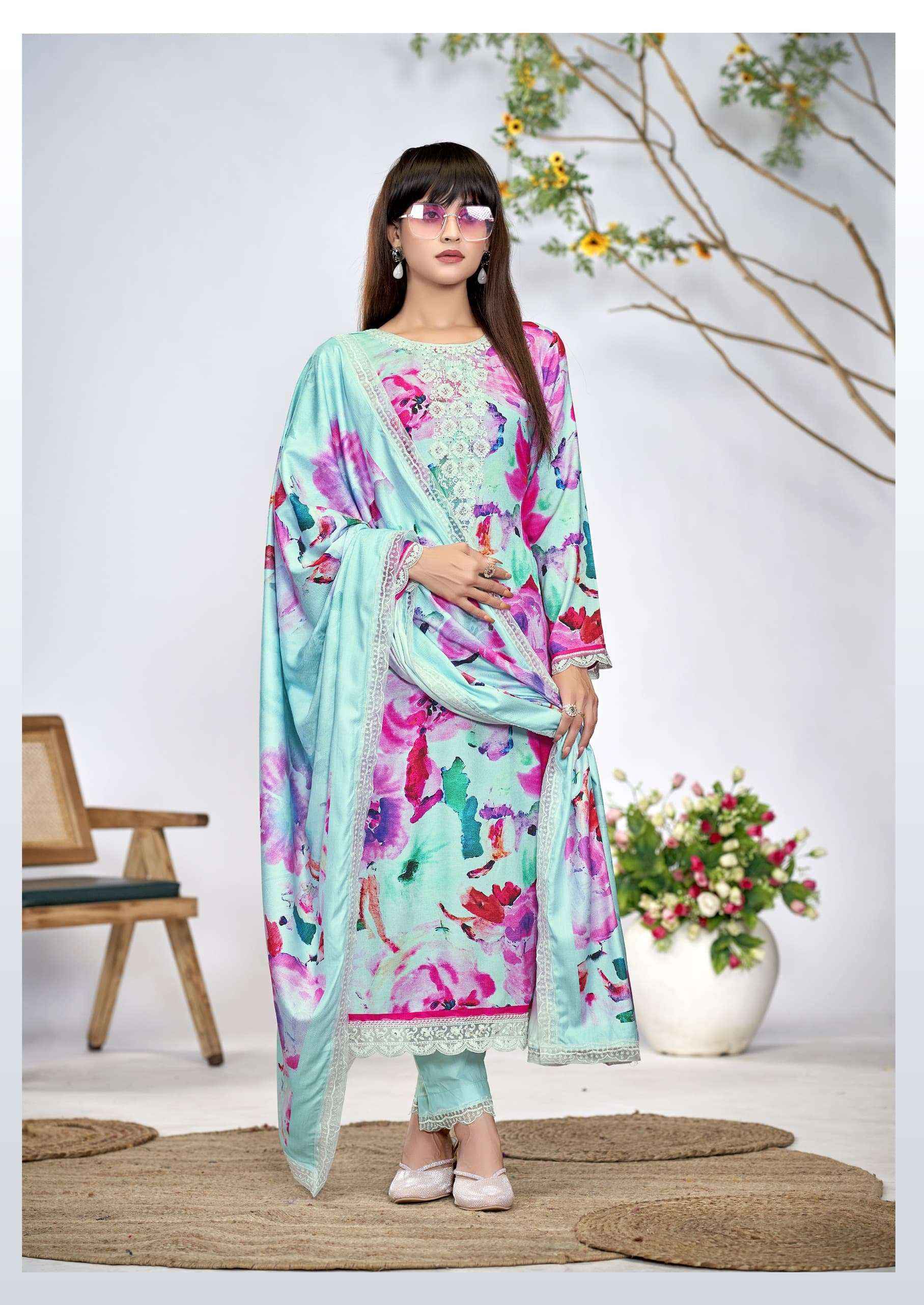 The Hermitage Shop Kashmiri Garden Lawn Cotton Dress Material Designer Ladies Suits