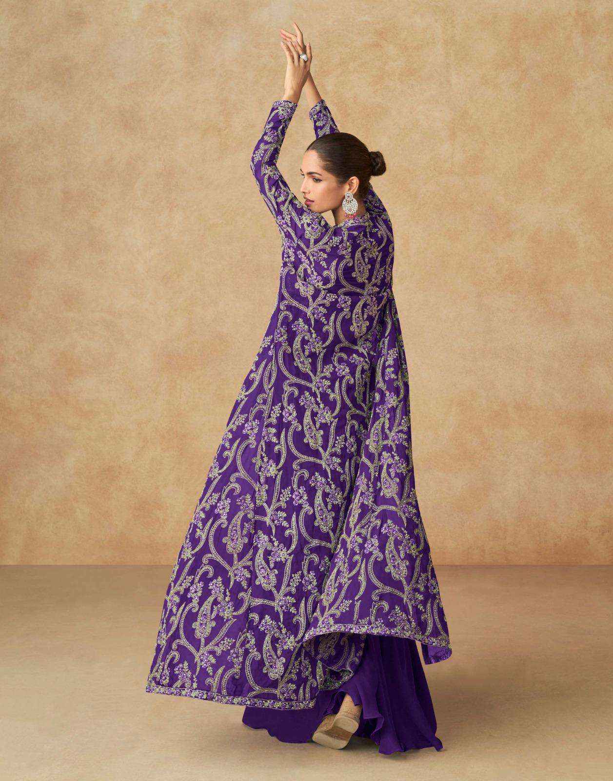 Aashirwad Creation Purple Readymade Georgette Dress 4 pcs Catalogue