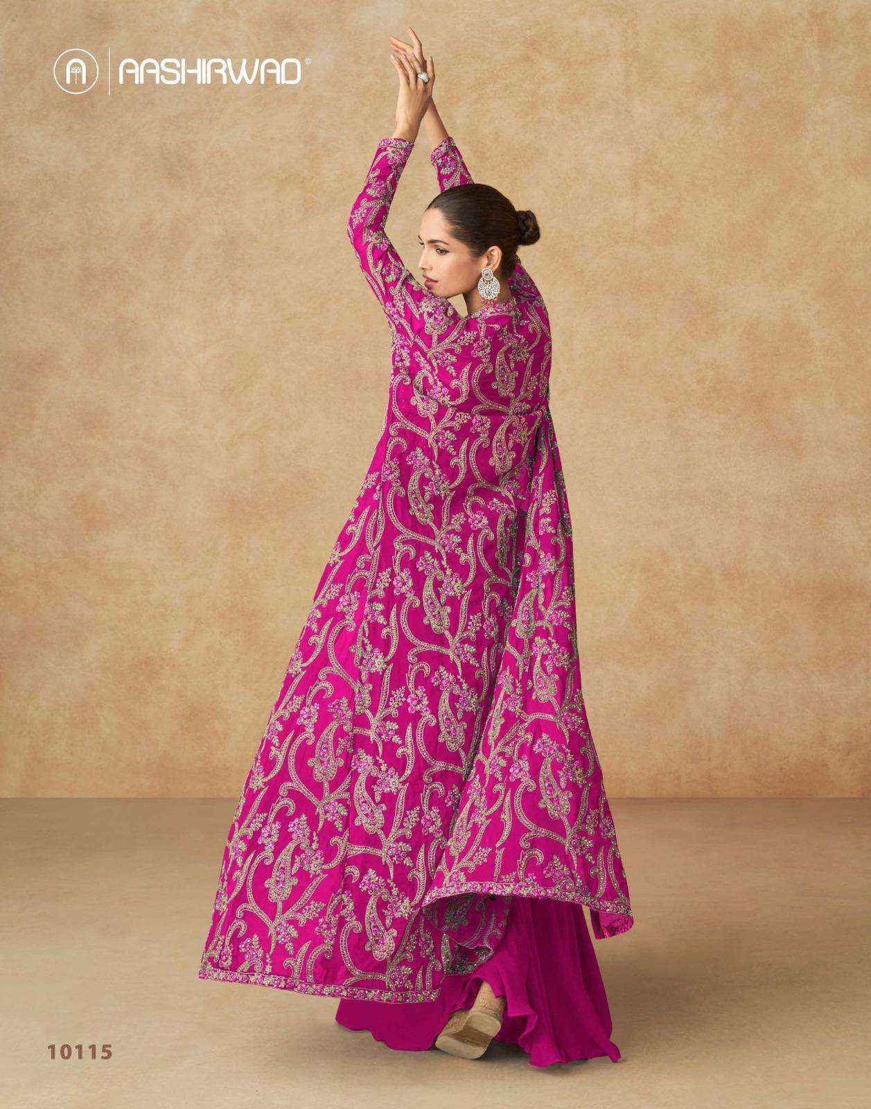 Aashirwad Creation Purple Readymade Georgette Dress 4 pcs Catalogue