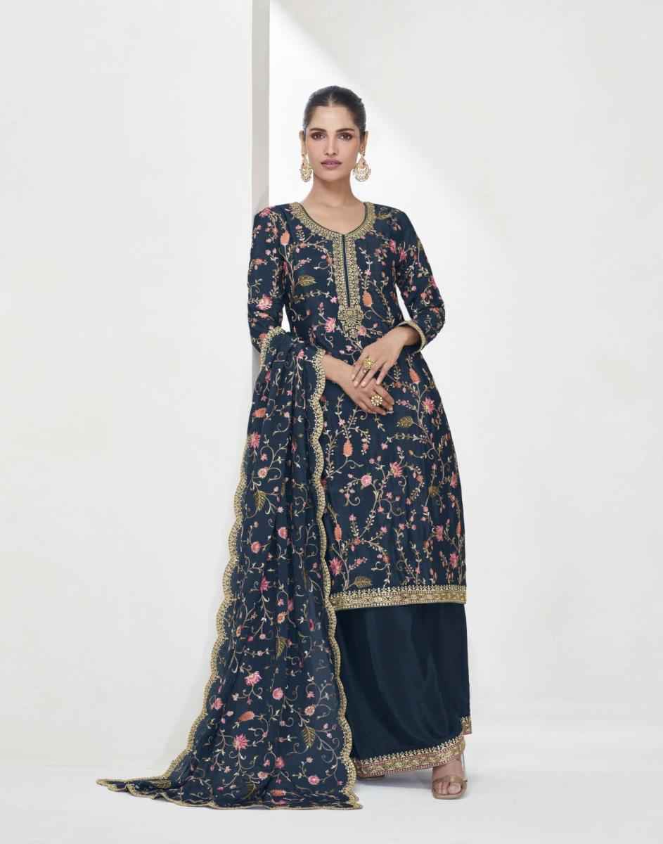 Aashirwad Creation Shreya Readymade Chinon Silk Dress 4 pcs Catalogue