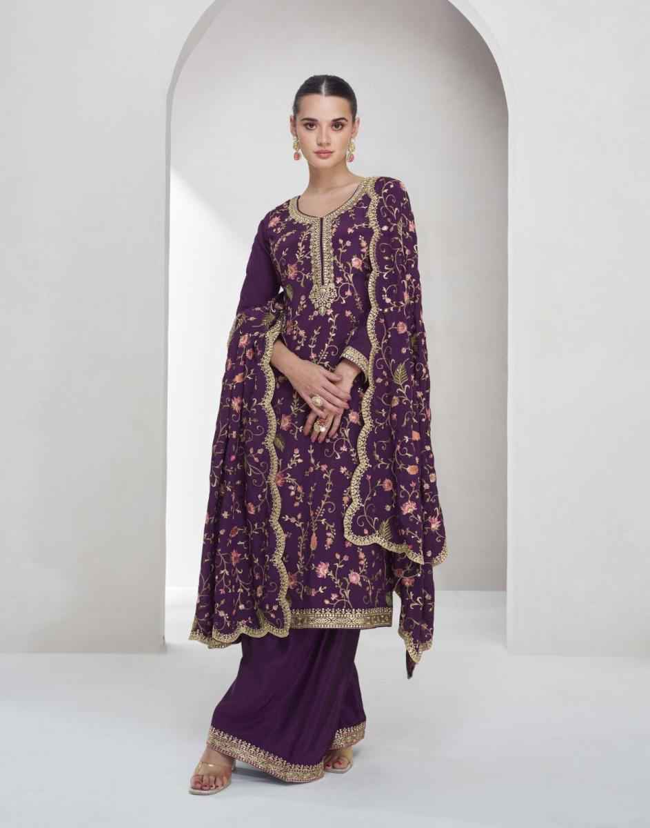 Aashirwad Creation Shreya Readymade Chinon Silk Dress 4 pcs Catalogue