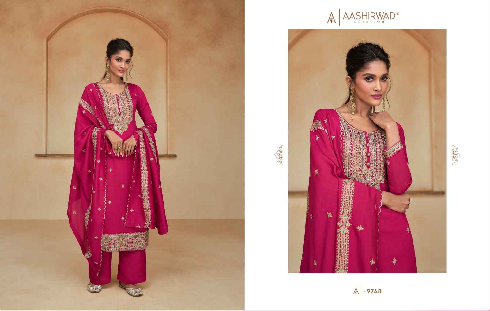 Aashirwad Creation Ziana Readymade Silk Dress 5 pcs Catalogue