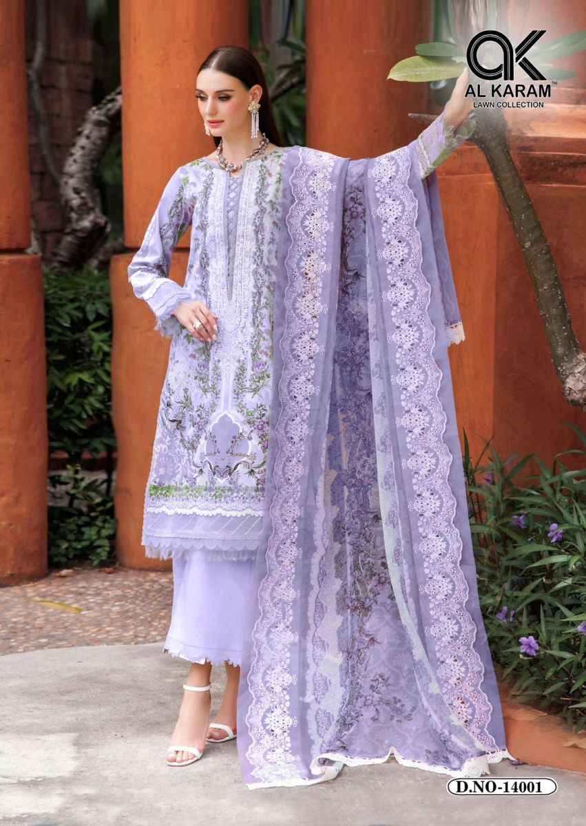Al Karam Kesariya Vol 14 Cambric Cotton Dress Material 6 pcs Catalogue