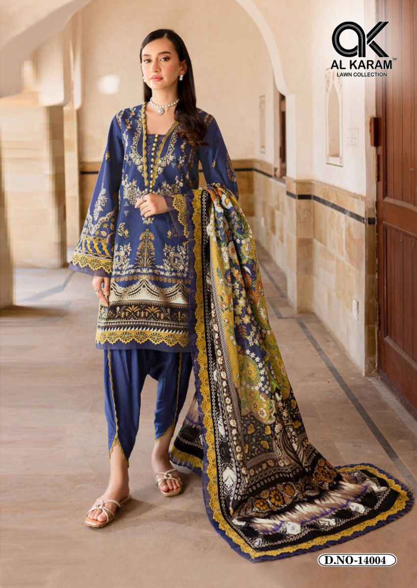 Al Karam Kesariya Vol 14 Cambric Cotton Dress Material 6 pcs Catalogue