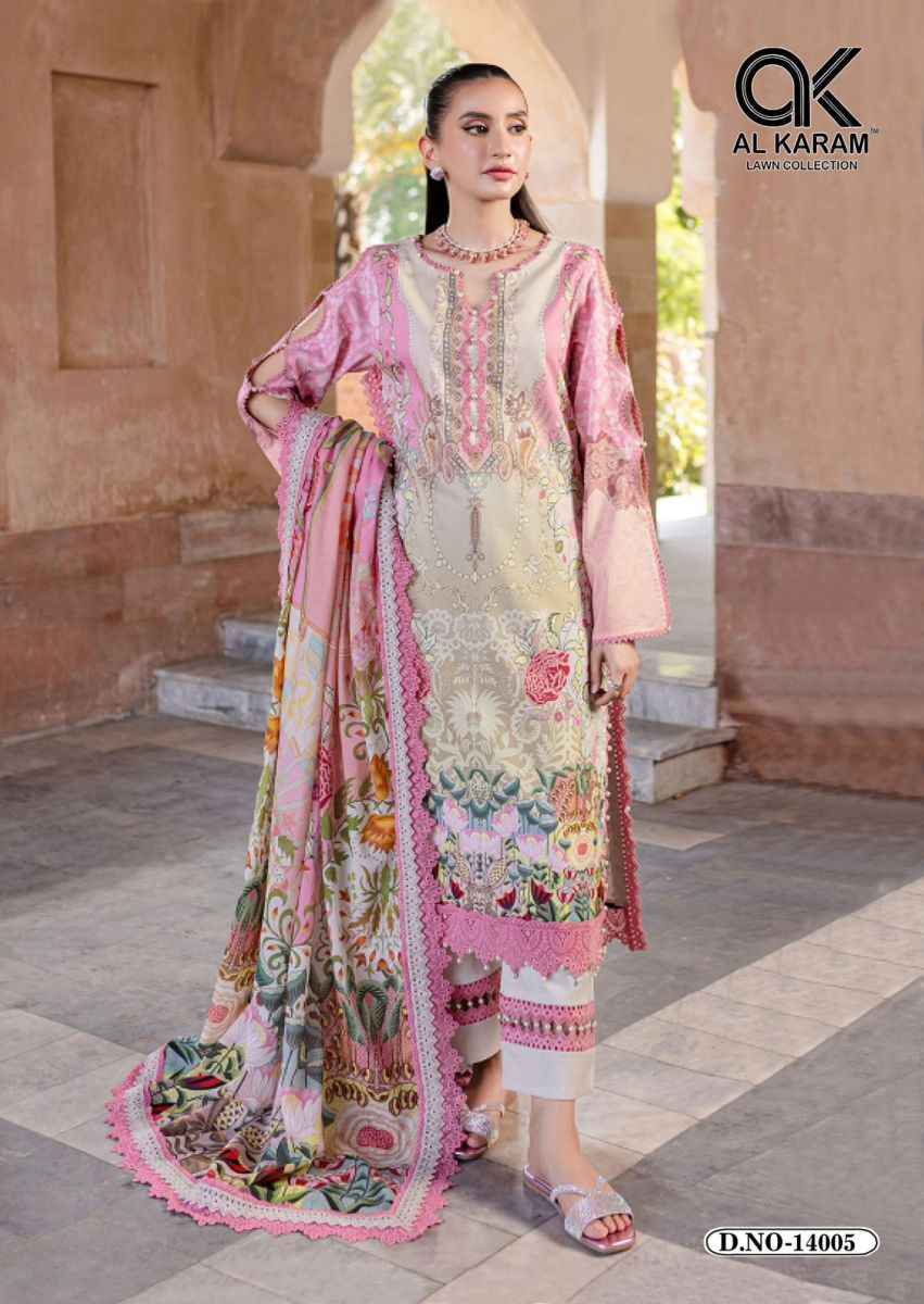 Al Karam Kesariya Vol 14 Cambric Cotton Dress Material 6 pcs Catalogue