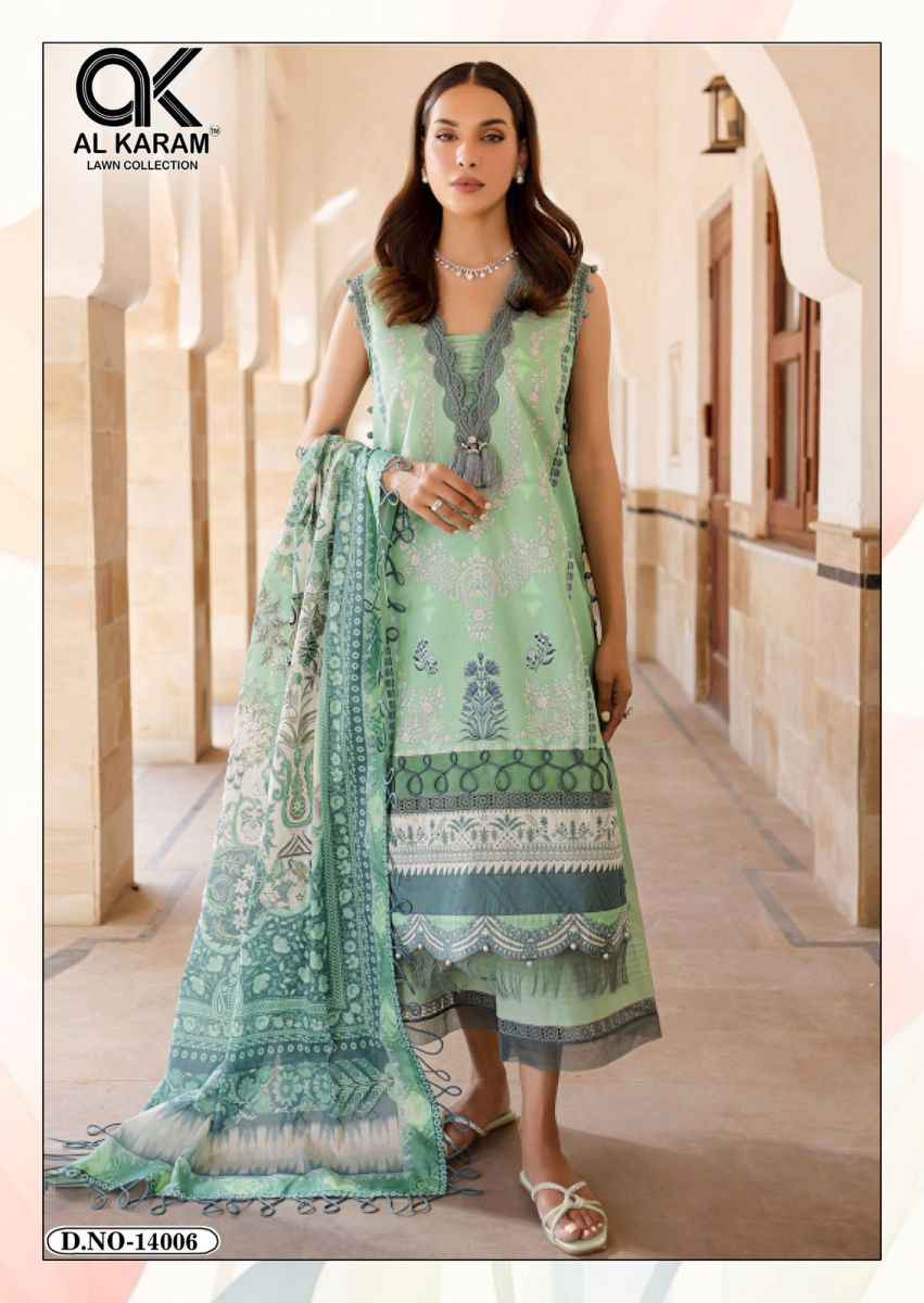 Al Karam Kesariya Vol 14 Cambric Cotton Dress Material 6 pcs Catalogue