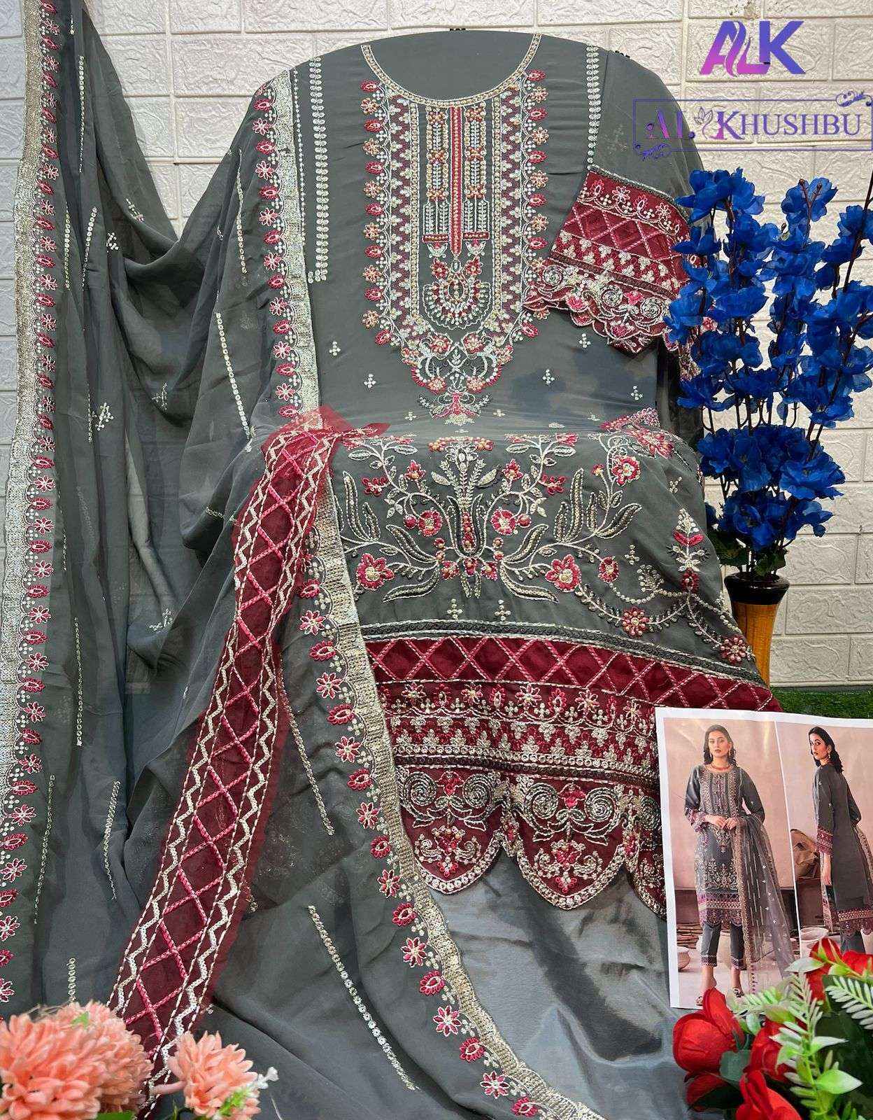 AL Khushbu Afifa Vol 2 Georgette Dress Material 3 pcs Catalogue