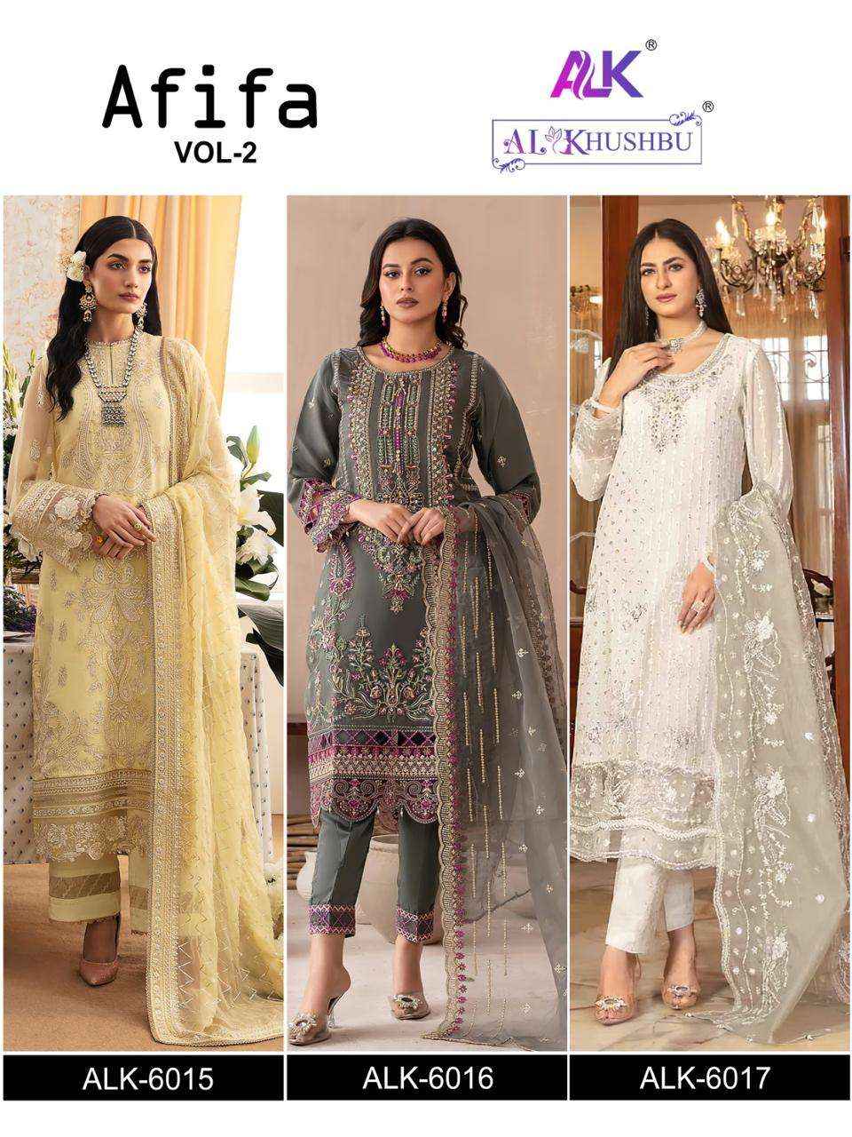 AL Khushbu Afifa Vol 2 Georgette Dress Material 3 pcs Catalogue