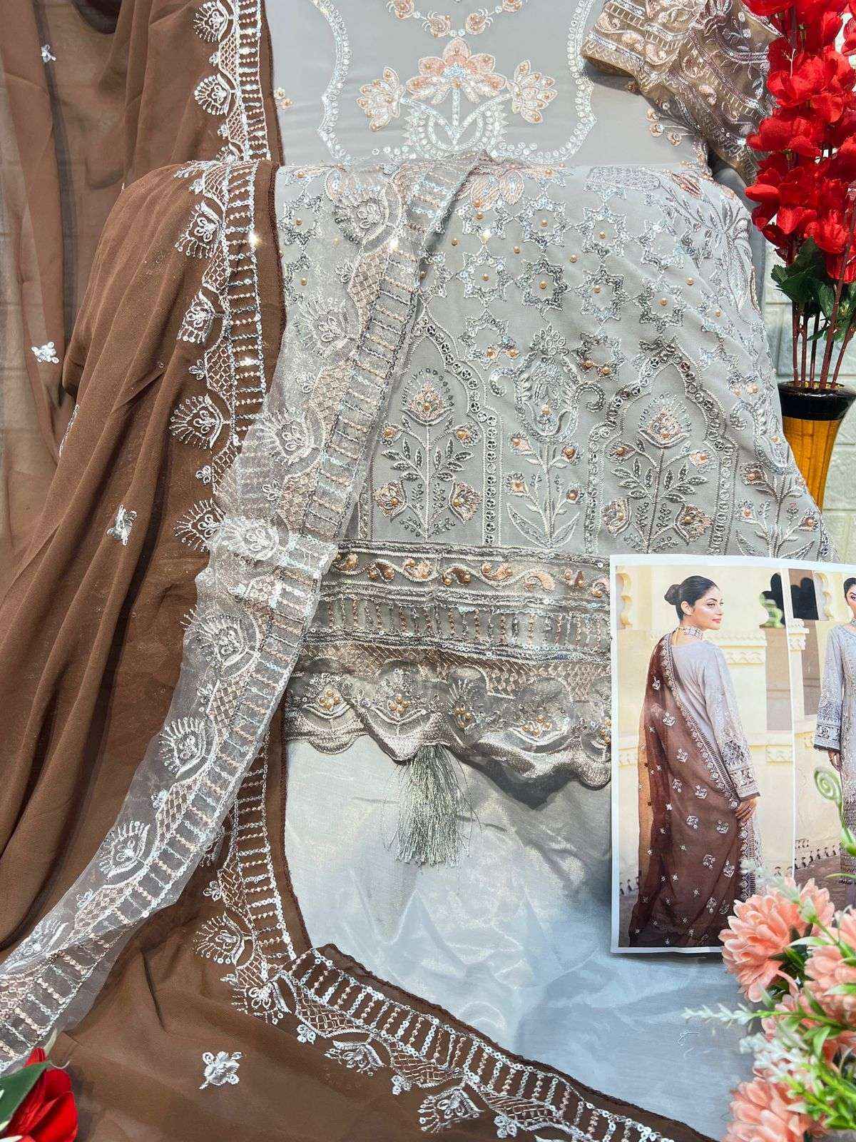 Al Khushbu Agha Noor 2 Georgette Dress Madterial 3 pcs Catalogue