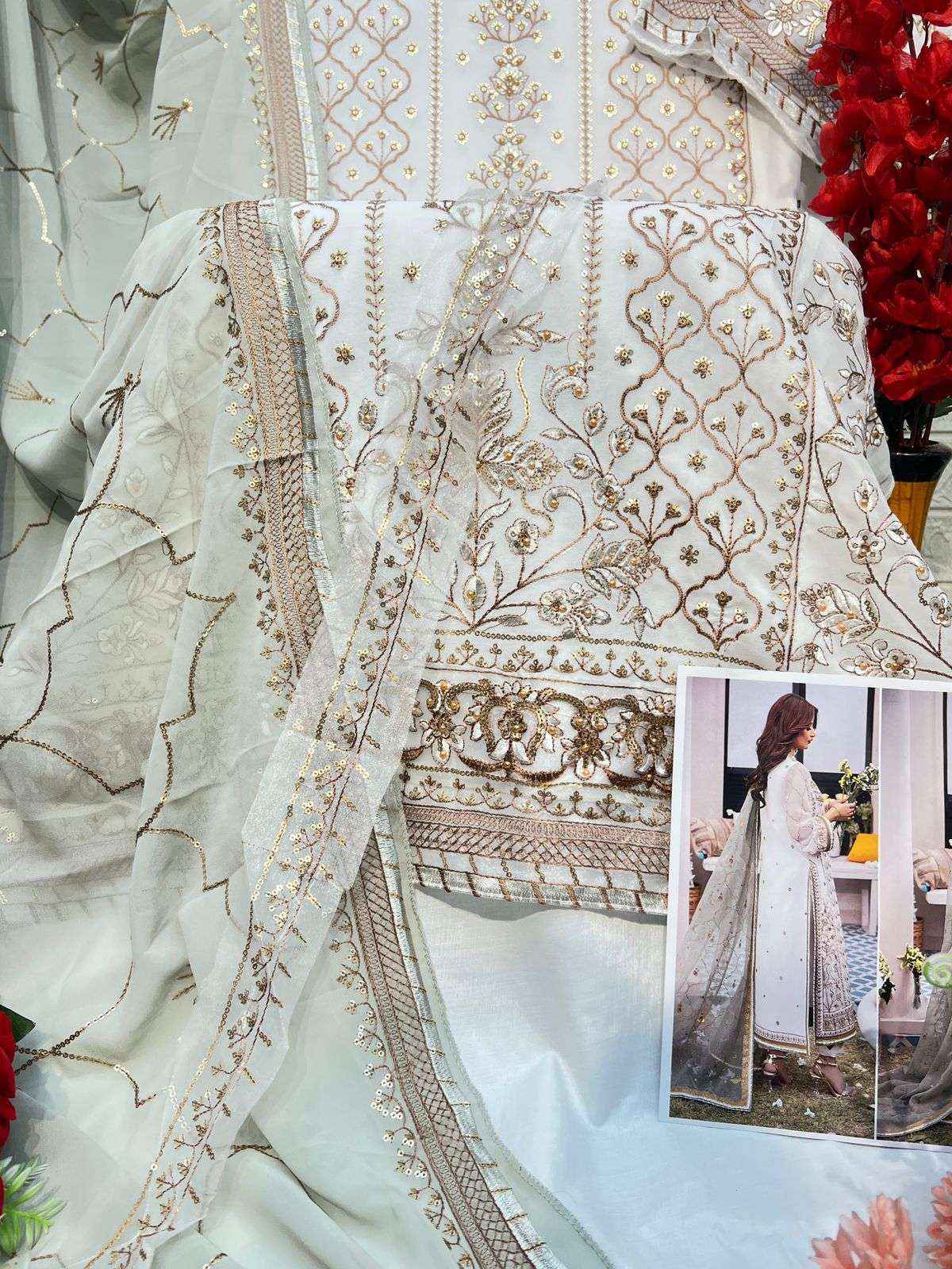 Al Khushbu Agha Noor 2 Georgette Dress Madterial 3 pcs Catalogue