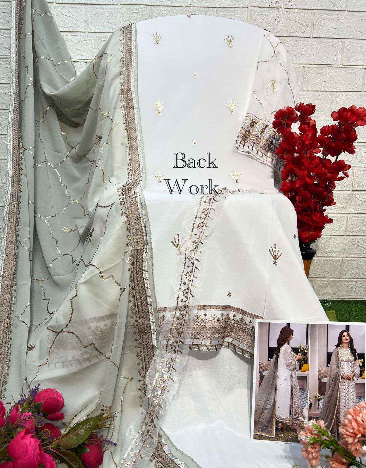 Al Khushbu Agha Noor 2 Georgette Dress Madterial 3 pcs Catalogue