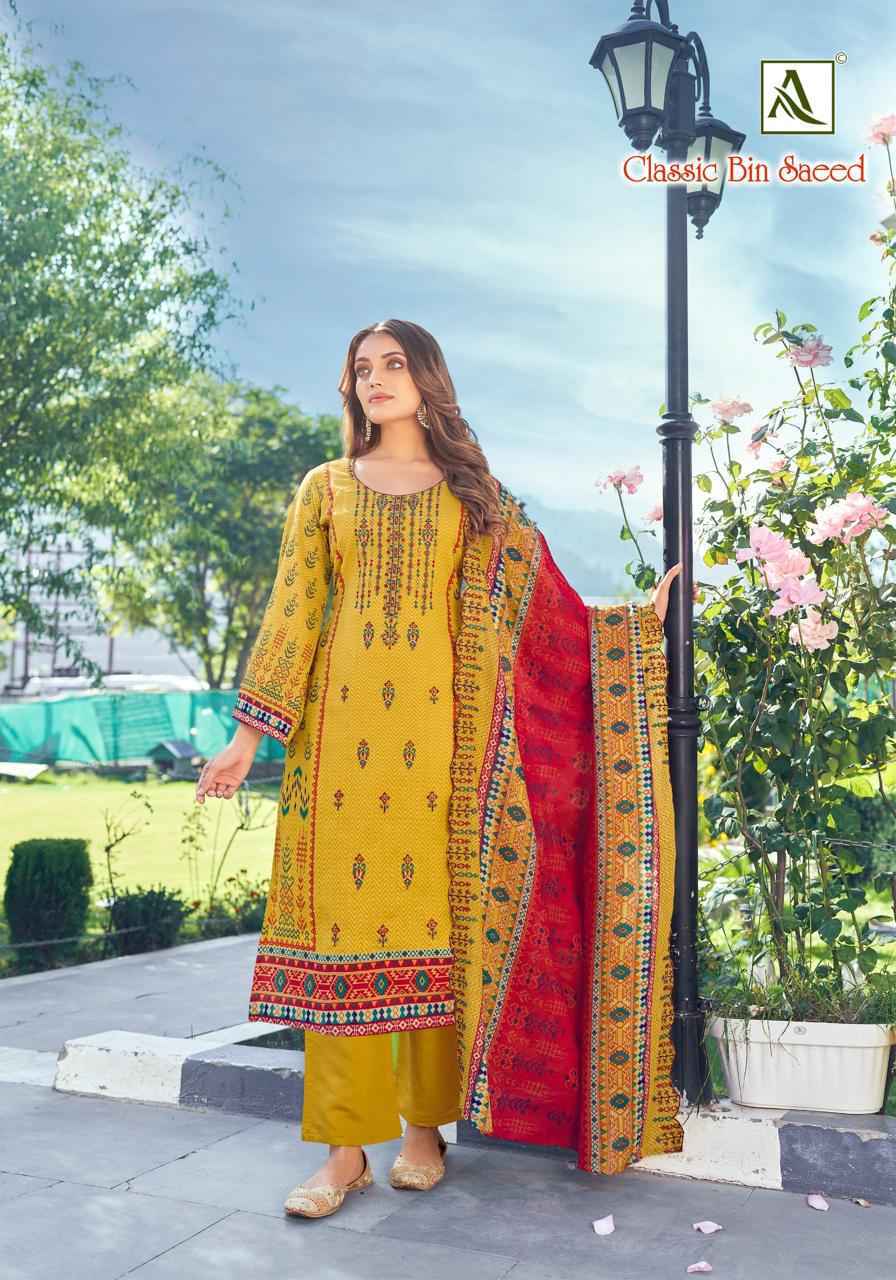 Alok Classic Bin Saeed Cambric Dress Material 8 Pcs Catalog